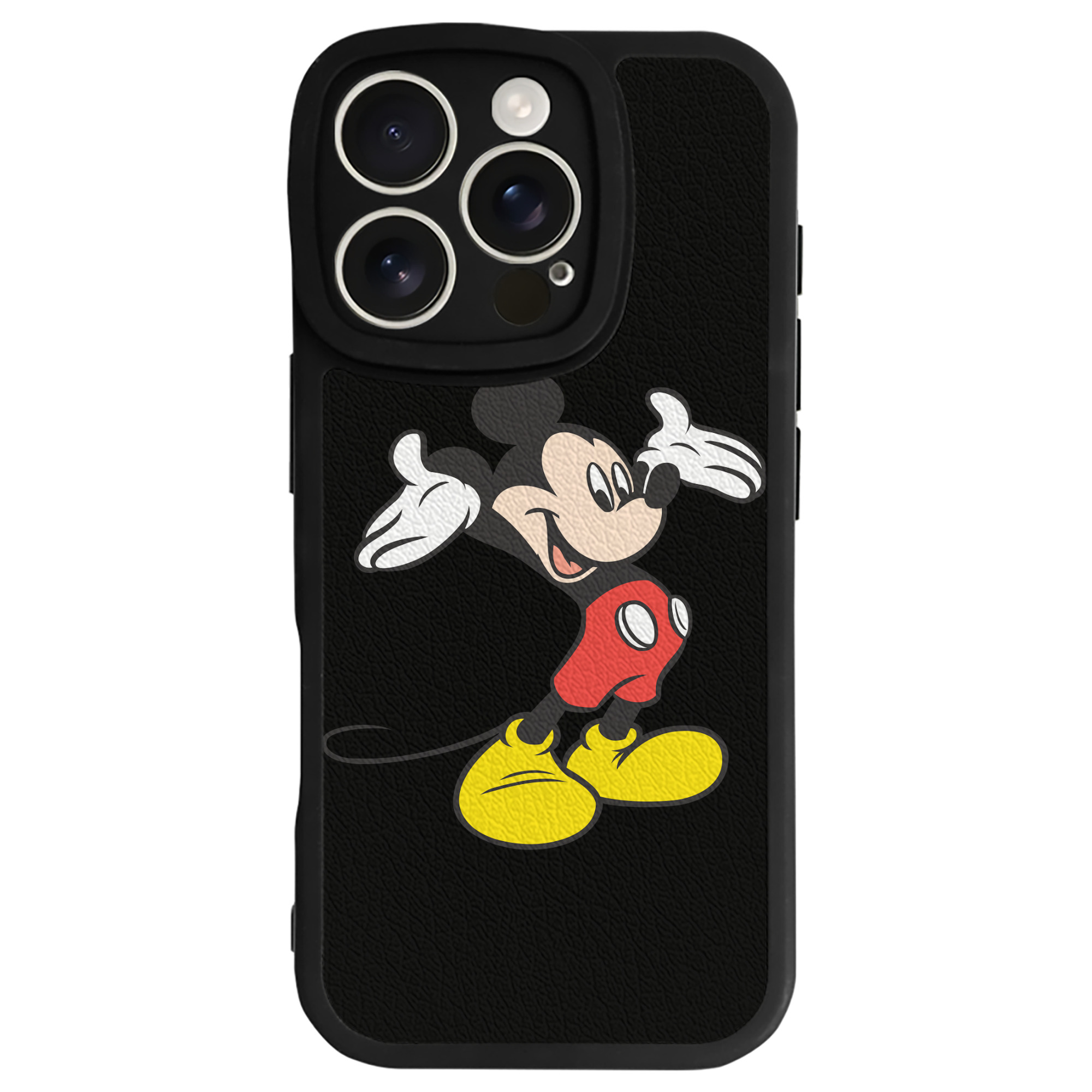 （画像用） ミッキーマウス Mickey Mouse 【iPhone 16シリーズ対応】シリコンスマホケース（レザー調） 材質：シリコン